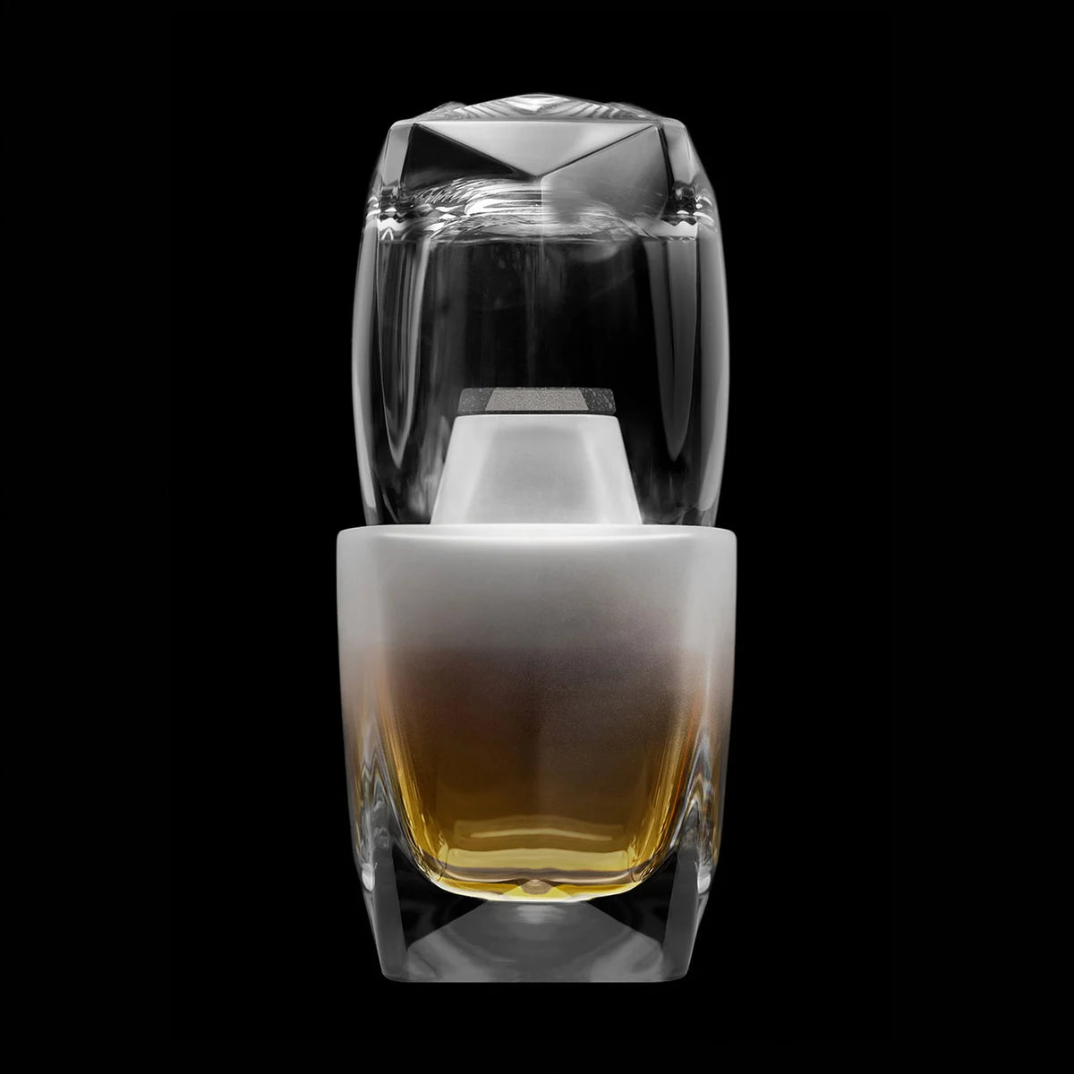 Decorative Nyht Whisky Decanter paired with Rauk Heavy Tumbler rocks glass, a luxurious gift for the whiskey or bourbon lover