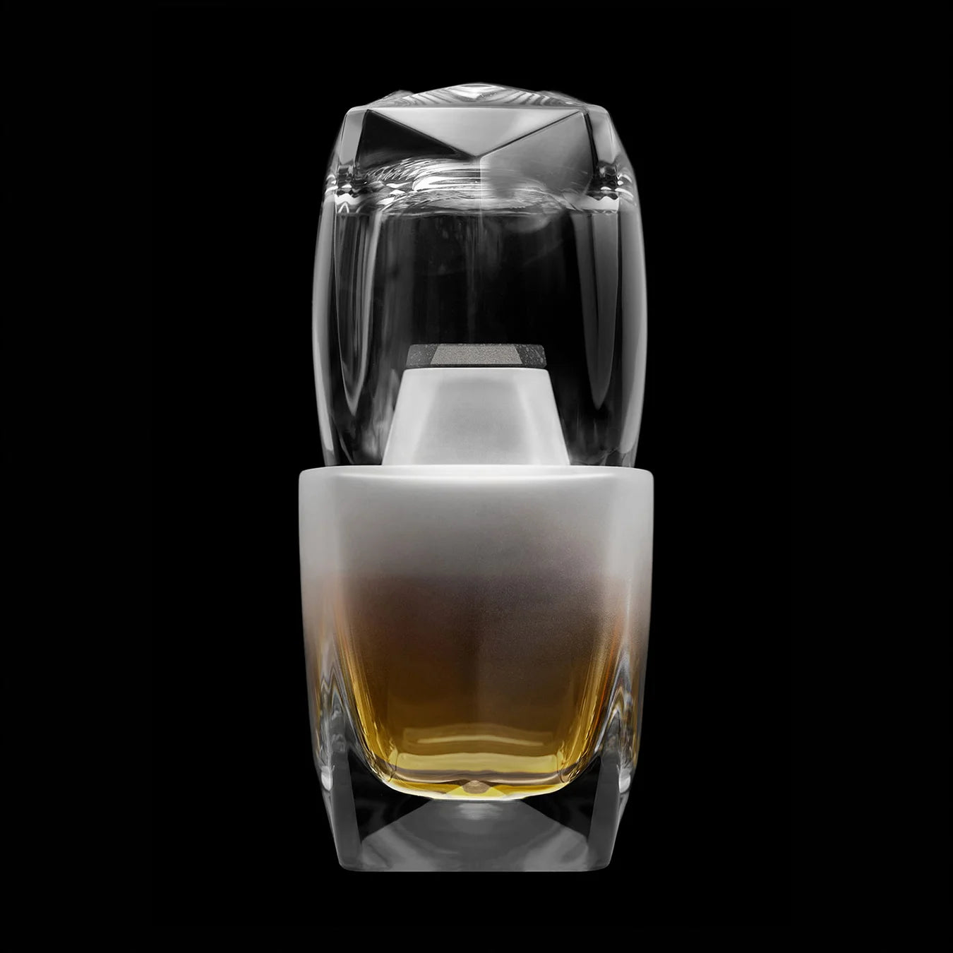 Decorative Nyht Whisky Decanter paired with Rauk Heavy Tumbler rocks glass, a luxurious gift for the whiskey or bourbon lover