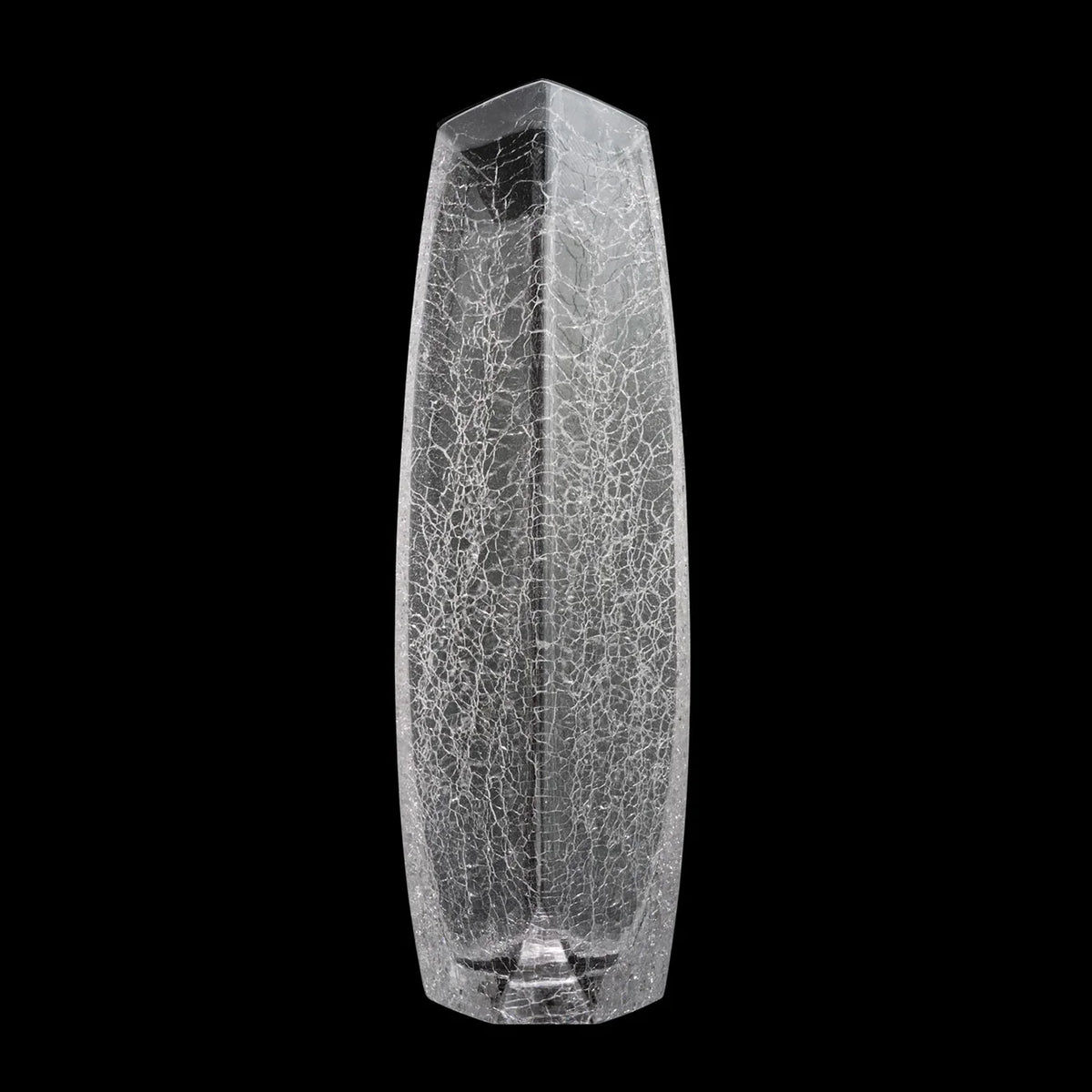 Raif Whisky Decanter with crackle glass finish, mouth-blown and non-leaded, featuring a hand-cut mouth and decorative aluminum lid