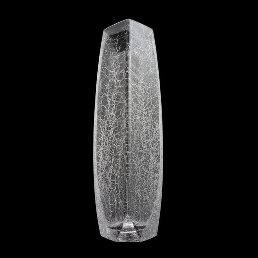 Raif Whisky Decanter with crackle glass finish, mouth-blown and non-leaded, featuring a hand-cut mouth and decorative aluminum lid