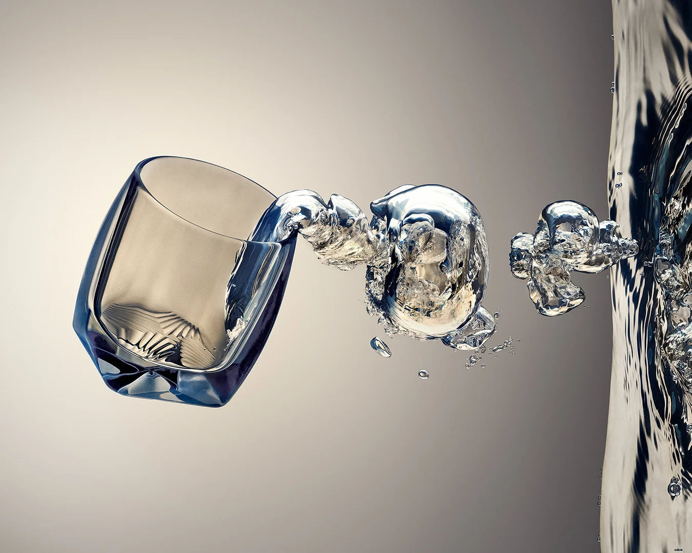 Visual image of the Rauk Heavy Tumbler plunged sideways into a pool of water giving the effect of the tumbler floating sideways with bubbles coming off the side